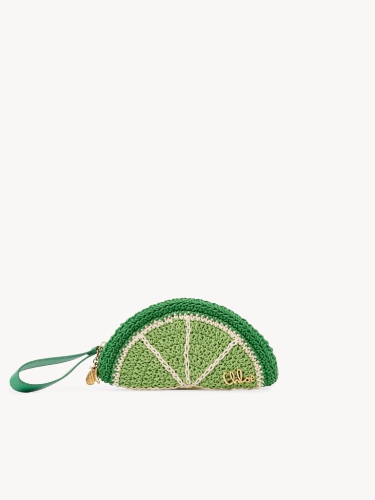Chloé Tropicus Lime Slice pouch in waxed cord
