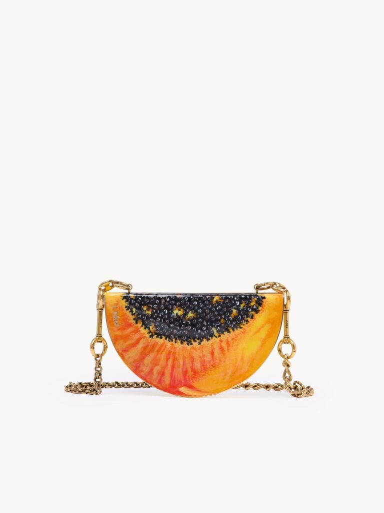 Chloé Tropicus papaya minaudière in brass