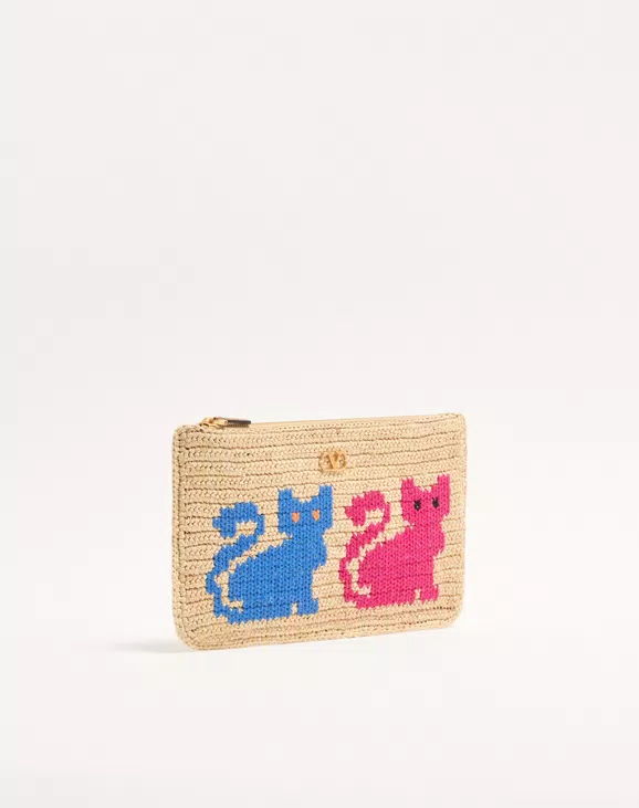 Raffiachat Raffia Clutch with Embroidery