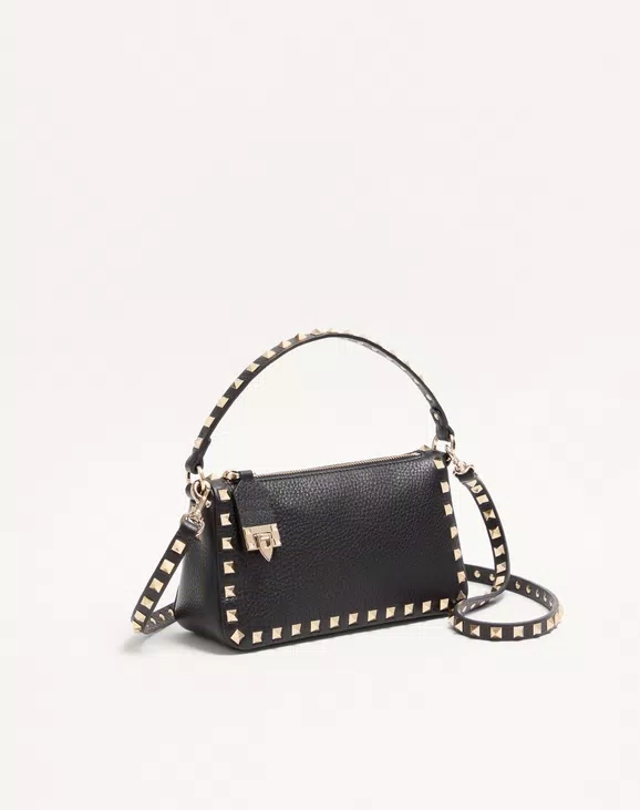 Small Rockstud Grainy Calfskin Crossbody Bag
