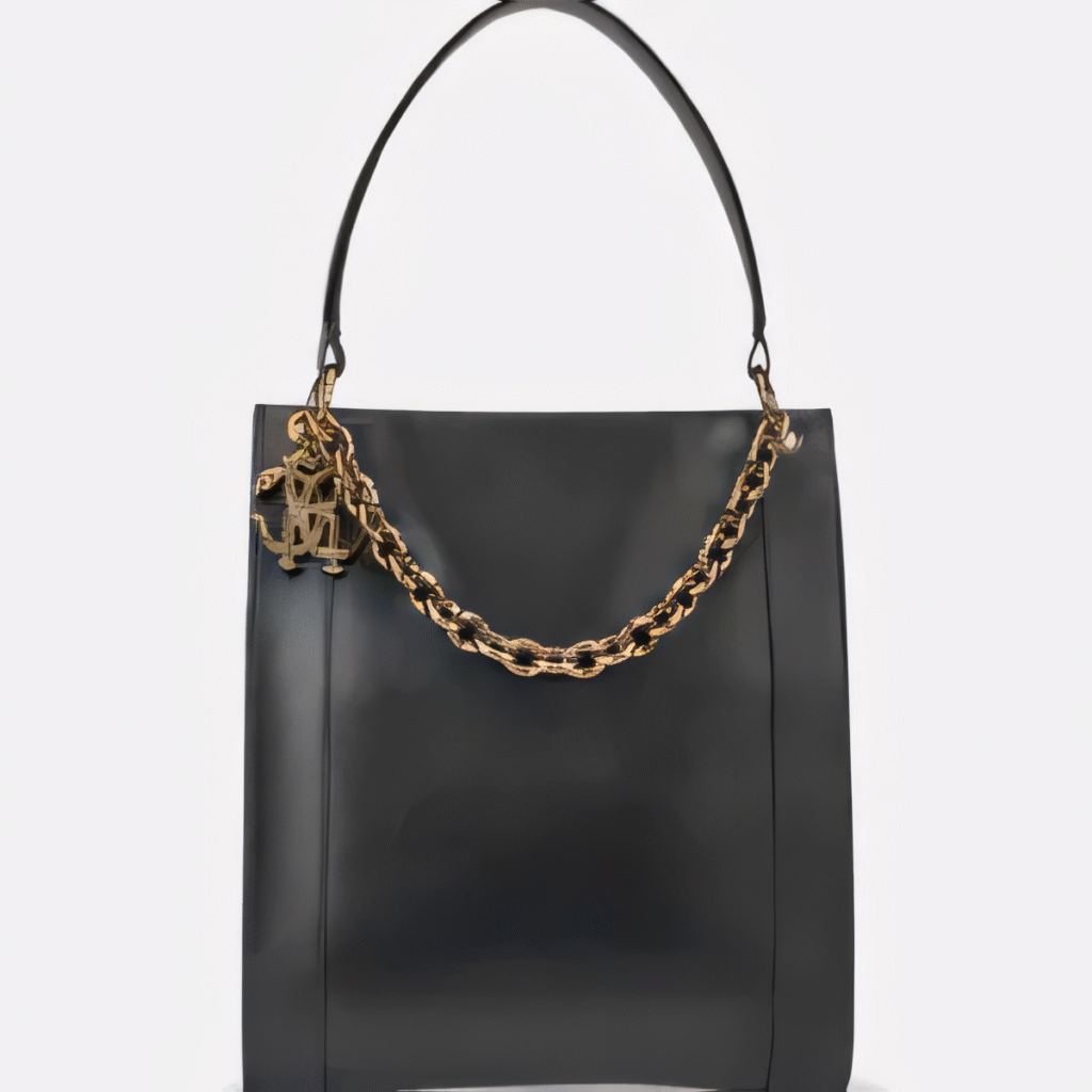 Black Shopper Bag with Chain