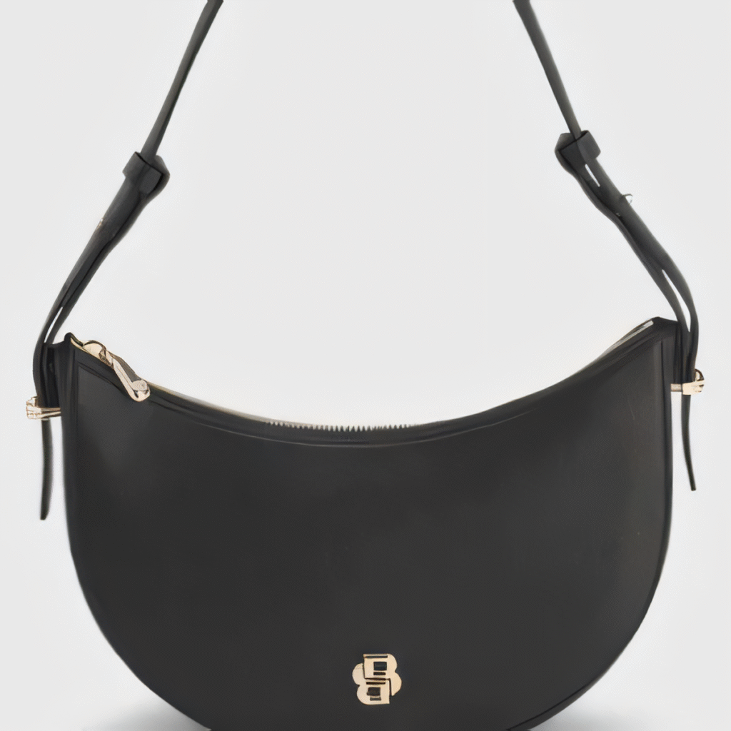 Leather shoulder bag with Double B monogram