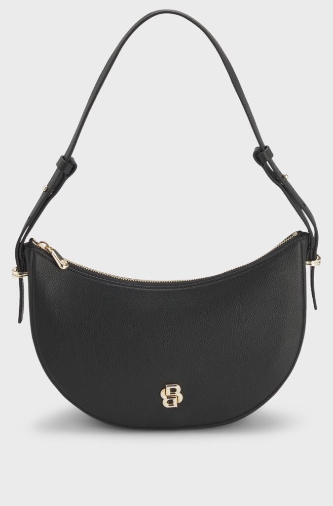 Leather shoulder bag with Double B monogram