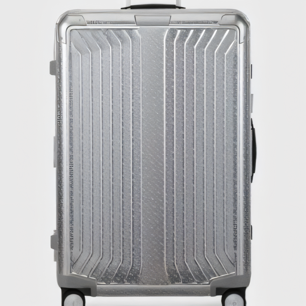 BOSS x Samsonite silver aluminium suitcase 76cm