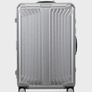 BOSS x Samsonite silver aluminium suitcase 76cm