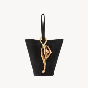 Small Eden Treasures wristlet bucket bag in suede leather