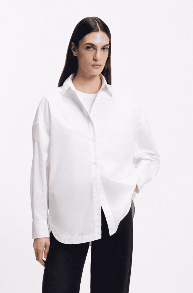 Oversized-fit blouse in cotton poplin