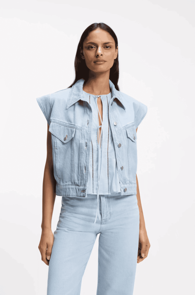 Regular-fit vest in blue marbled denim