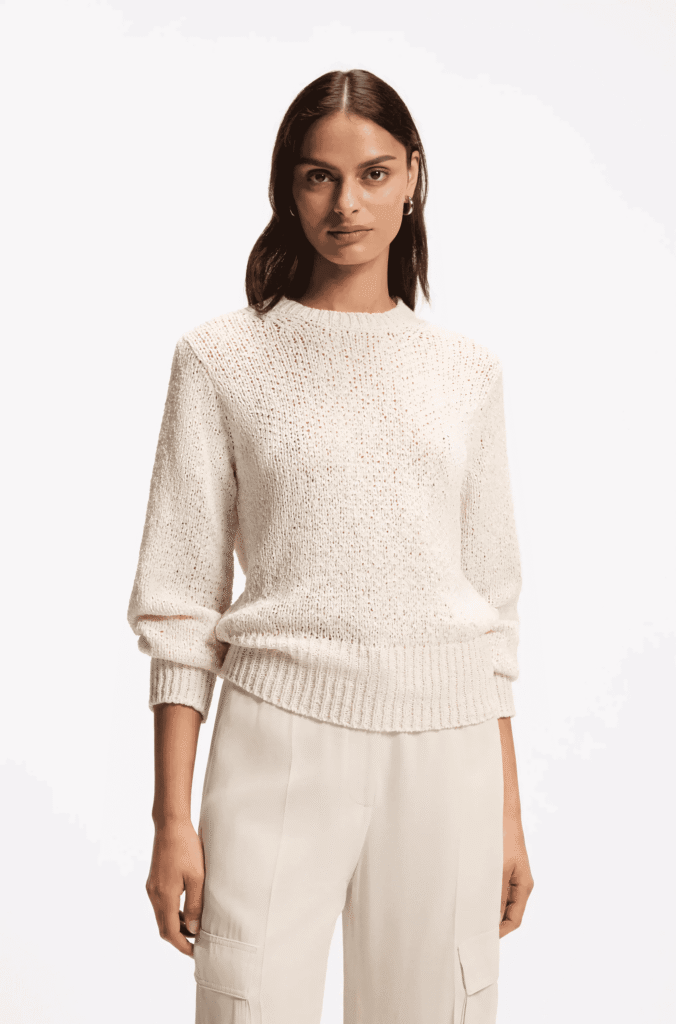 Cotton-blend sweater with structured knit